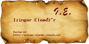 Izinger Elemér névjegykártya