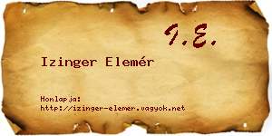 Izinger Elemér névjegykártya